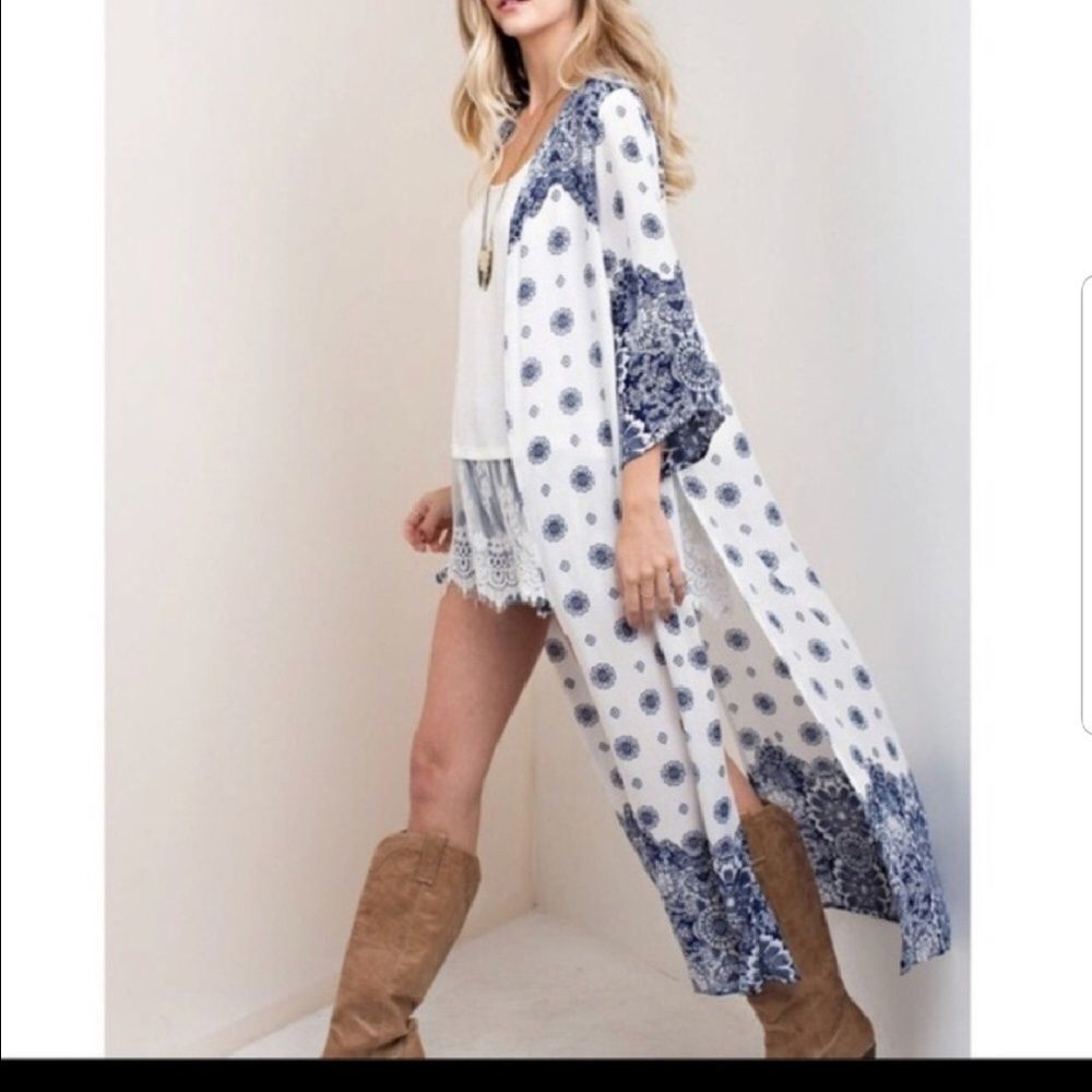 Blue and White Duster